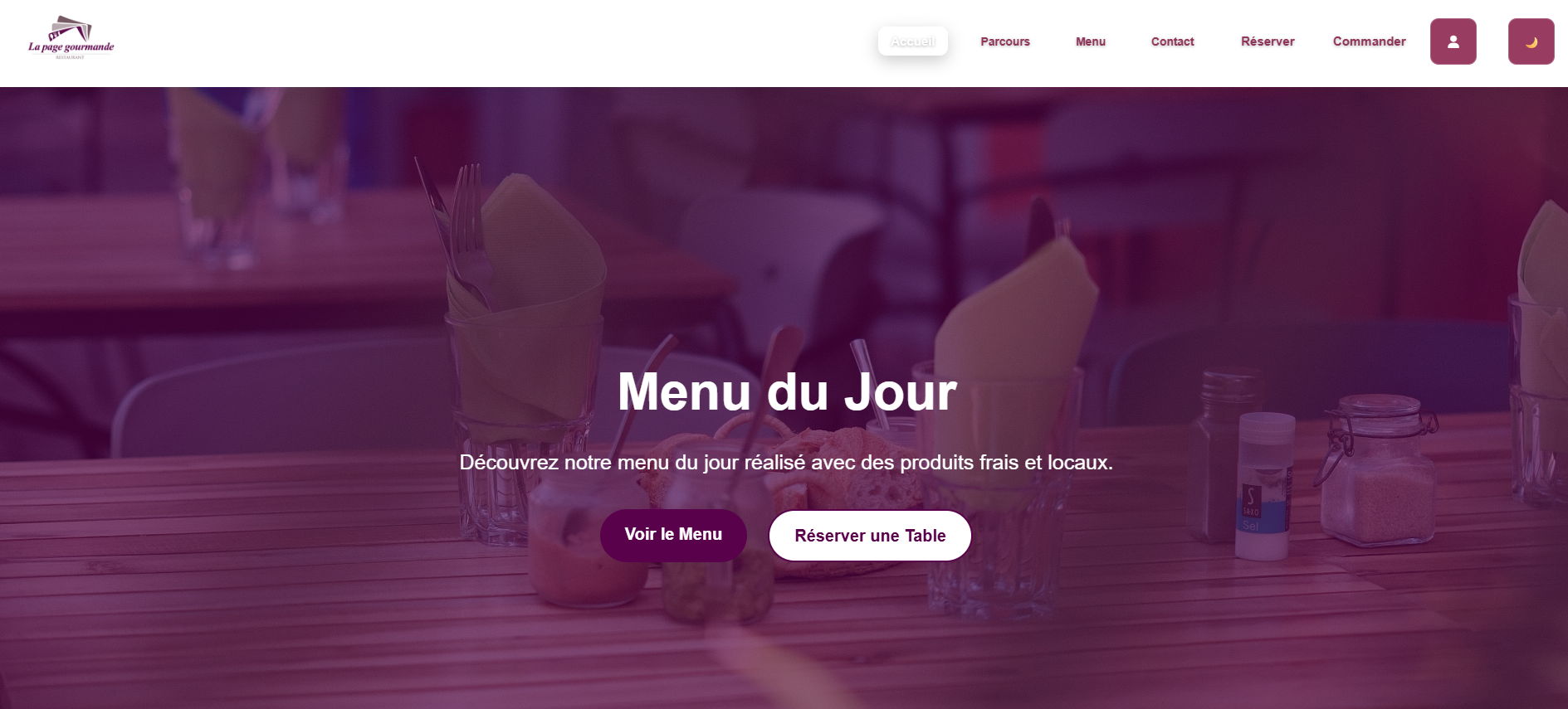 La Page Gourmande - site vitrine restaurant